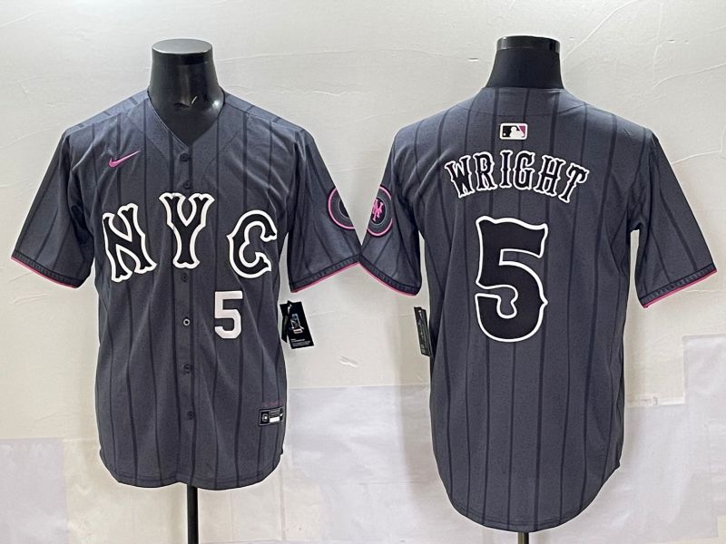 Men 2025 New York Mets #5 Wright Grey Game Nike MLB Jersey style 04->new york mets->MLB Jersey